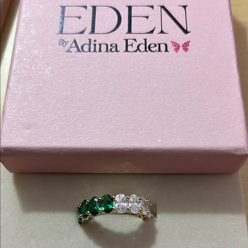 Adina Eden Ring with Green and White Stones size 7 - Picture 5 of 6